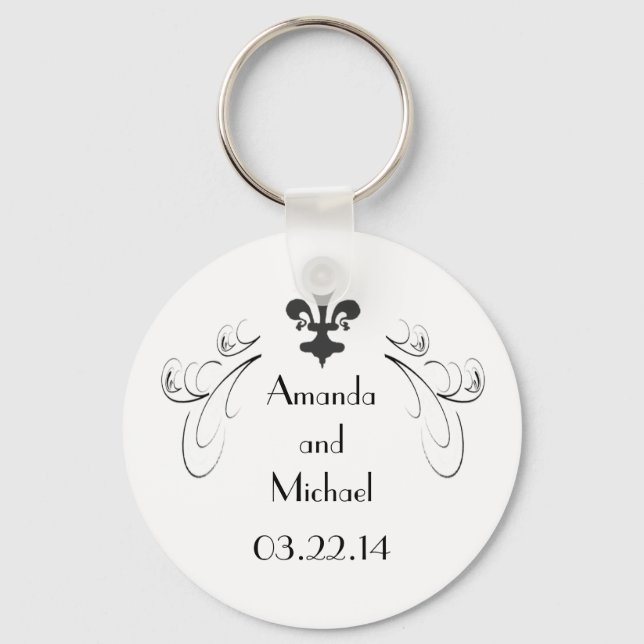 Llavero Boda Fleur de Lis decorativo personalizado (Anverso)