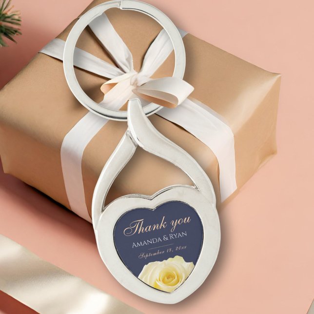 Llavero Boda floral de flores de rosa amarilla Gracias (Subido por el creador)