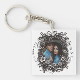 Llavero Boda floral rústica, sepia.