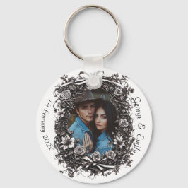 Llavero Boda floral rústica, sepia.