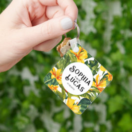 Llavero Boda floral tropical amarillo