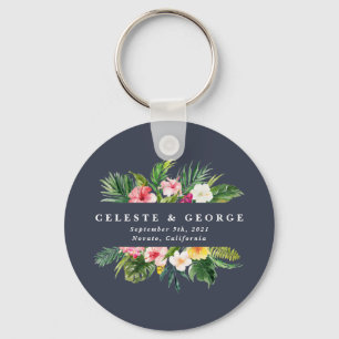 Llavero boda floral tropical brillante