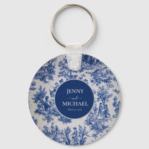 Llavero Boda francesa de Jouy Blue Elegant Wedding