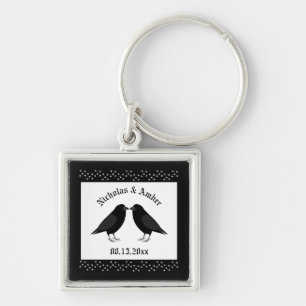 Llavero Boda gótico Kissing Ravens Personalizado