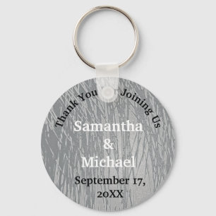 Llavero Boda Huéspedes Elegantes Bandas Plateadas Gracias