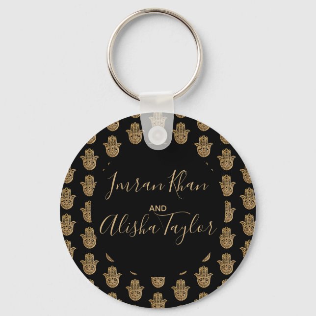 Llavero Boda india Salven la fecha Hamsa Henna (Anverso)