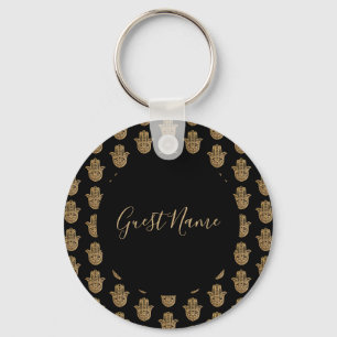 Llavero Boda indio Gold hamsa Henna Guest name