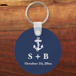 Llavero Boda marino Nautical Beach Anchor azul de la Marin