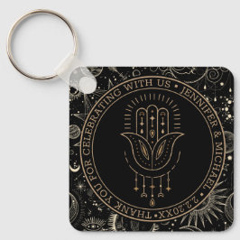 Llavero boda místico celestial de oro negro gracias