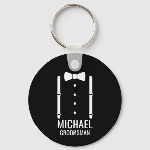 Llavero Boda negro Bow Tie Personalizado Groomsmen