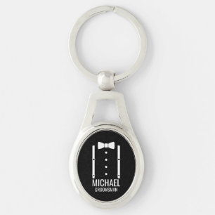 Llavero Boda negro Bow Tie Personalizado Groomsmen
