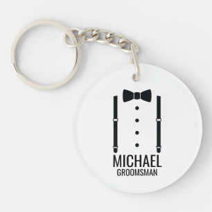 Llavero Boda negro Bow Tie Personalizado Groomsmen