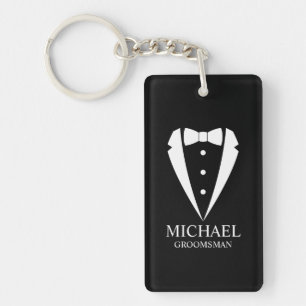 Llavero Boda negro Tuxedo Suit Groomsmen personalizado