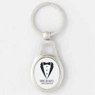 Llavero Boda negro Tuxedo Suit Groomsmen personalizado
