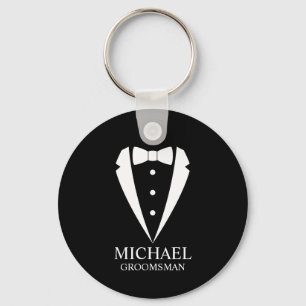 Llavero Boda negro Tuxedo Suit Groomsmen personalizado