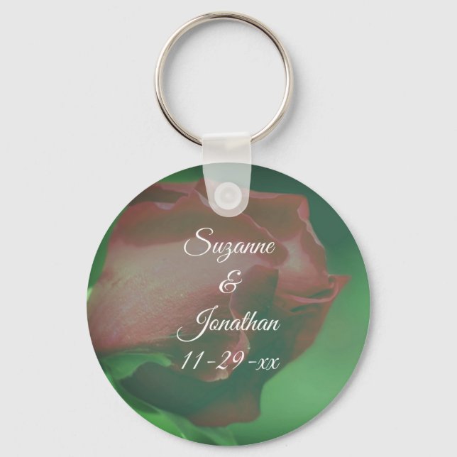 Llavero Boda personalizada de Flor Rosebud Rosebud (Anverso)