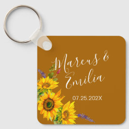 Llavero Boda personalizada de girasoles de otoño
