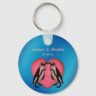 Llavero Boda personalizado de los pingüinos besándose