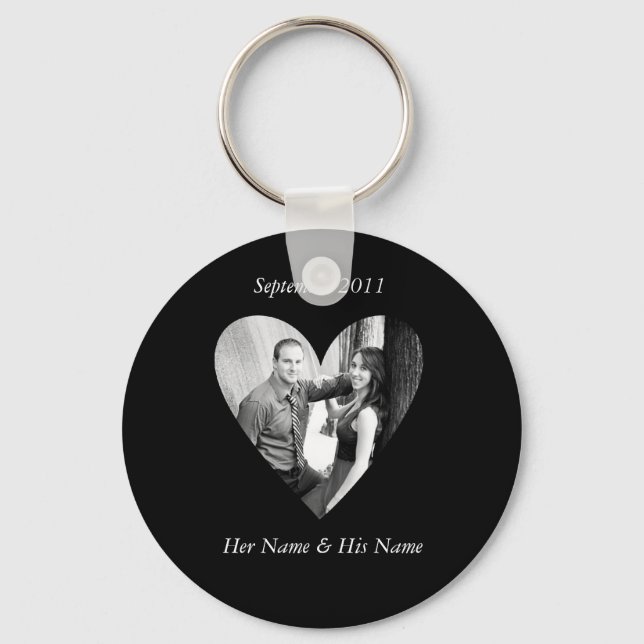Llavero Boda Photo Black Heart Keychain (Anverso)