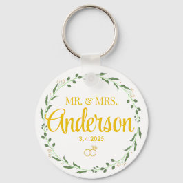 Llavero Boda simple Pareja Nombre personalizado anillo dor