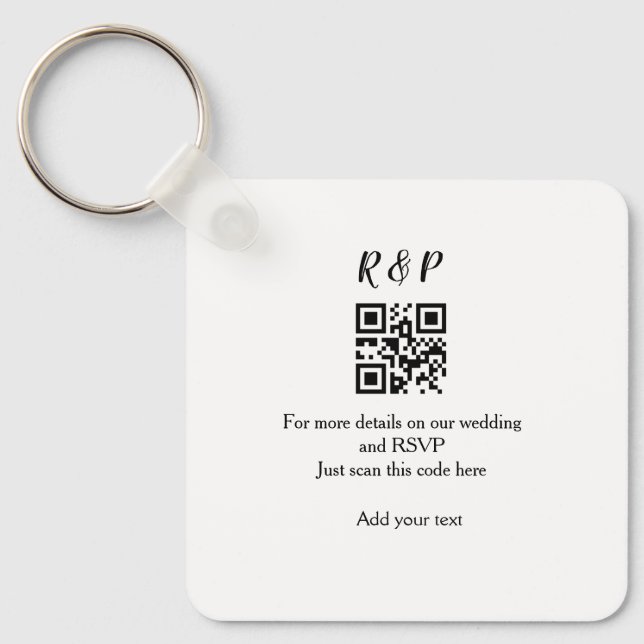 Llavero Boda sitio web rsvp q r código añadir nombre de te (Anverso)