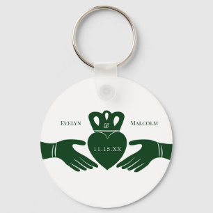 Llavero Boda verde gráfico simple del anillo del claddagh