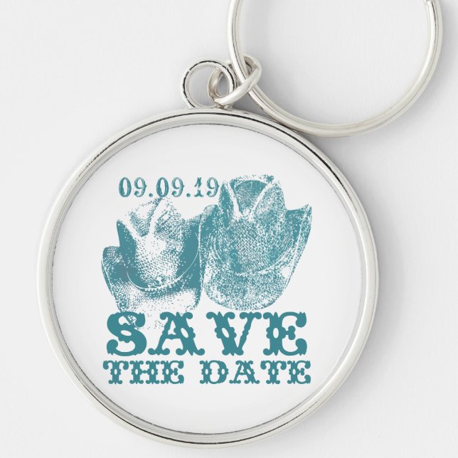 Llavero Bodas Vintage Occidentales Aquamarine (Frente)