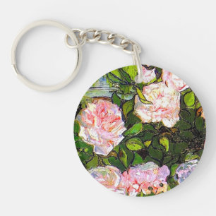 Llavero Bodegón de Van Gogh con rosas rosadas