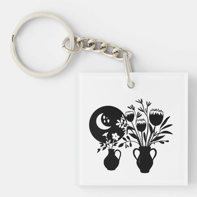 Llavero Boho bohemian floral sun moon (Frente)