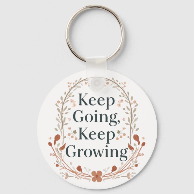 Llavero Boho Botanical "Keep Growing" Motivational Graphic (Anverso)