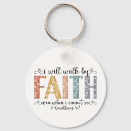 Llavero Boho Christian Walk by Faith Bible Verse Floral