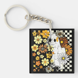 Llavero Boho Floral Fall Fantasma Acción de Gracias Vibes