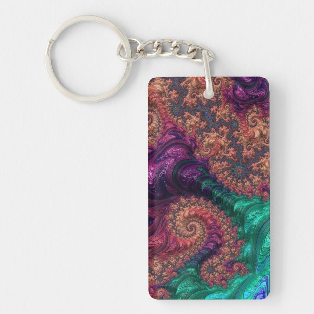 Llavero Boho Groovy Colorful Jewel Tone Resumen fractal (Frente)