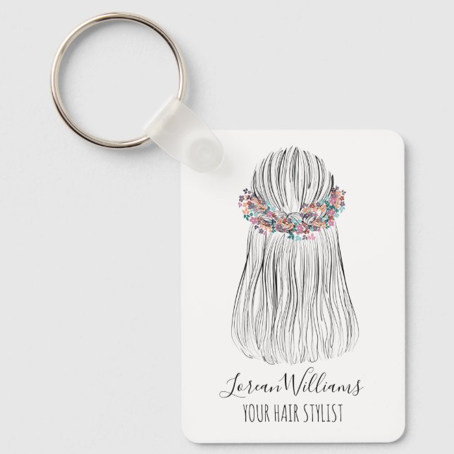 Llavero Boho Hair Stylist Flower Crown Bridal Hairstyle (Anverso)