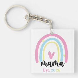 Llavero Boho Rainbow Custom Mama Est. Year Keepsake