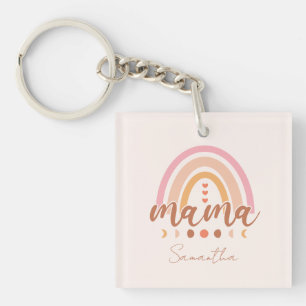 Llavero Boho Rainbow Mama con las fases lunares