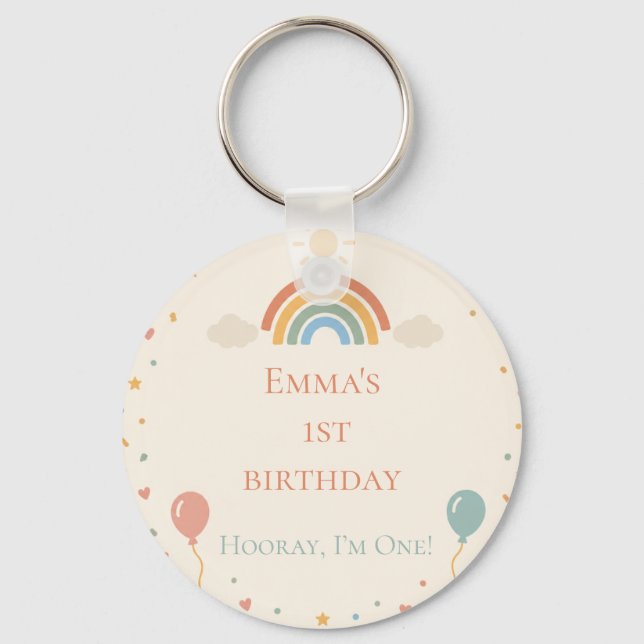 Llavero Boho Rainbow Primer Cumpleaños (Anverso)