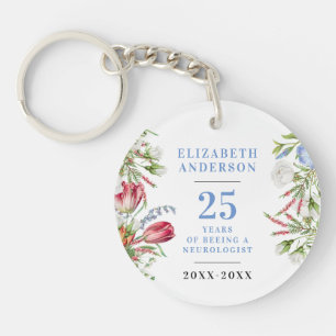 Llavero Boho Retira Aniversario de la Flora Azul Pastel