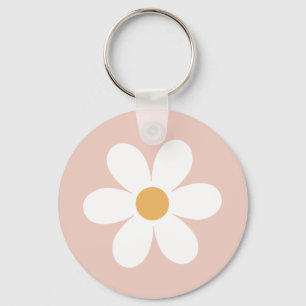 Llavero Boho rosa de la margarita retro