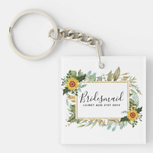 Llavero Boho Sunflower Sage Greenery Boda