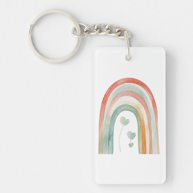 Llavero Boho Watercolor Rainbow (Frente)