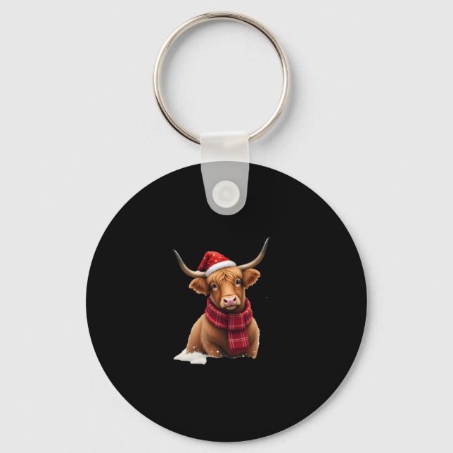 Llavero Boho Xmas Christmas Highland Cow T-Shirt (1) (Anverso)
