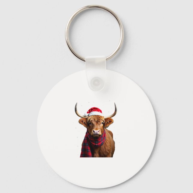 Llavero Boho Xmas Christmas Highland Cow T-Shirt (1) (Anverso)