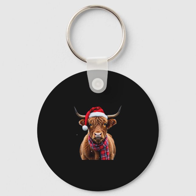 Llavero Boho Xmas Christmas Highland Cow T-Shirt (2) (Anverso)