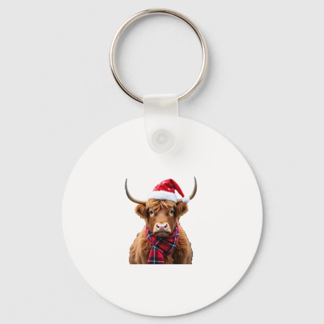 Llavero Boho Xmas Christmas Highland Cow T-Shirt (2) (Anverso)