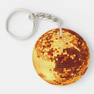 Llavero Bola de discoteca retro brillo purpurina oro cumpl