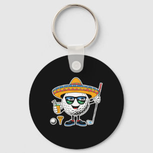 Llavero Bola de Golf Divertida Cinco De Mayo con Sombrero