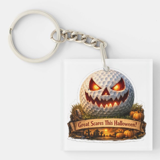 Llavero bola de golf divertida de Halloween (Frente)