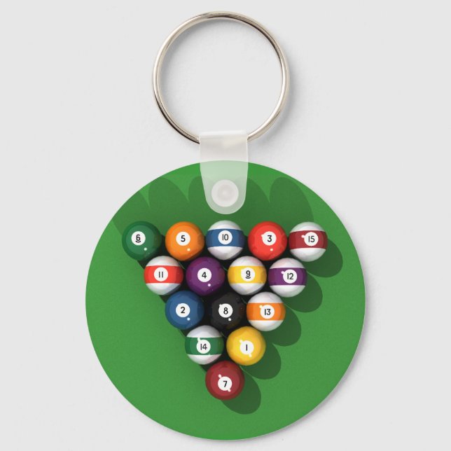 Llavero Bolas de billar con fieltro verde: (Anverso)