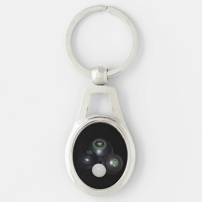 Llavero Bolas De Césped Negro Y Anillo Metalizado Kitty Ov (Anverso)